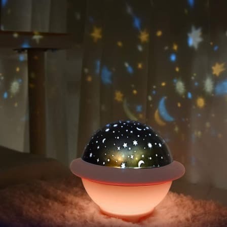UFO Projection LED Starry Night Light for Kids Bedroom Decoration - Pink_0